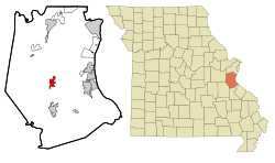 Jefferson County Missouri Incorporated and Unincorporated areas Hillsboro Highlighted
